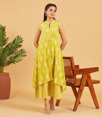 Lime Green Layered Cotton Dress