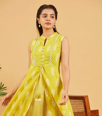 Lime Green Layered Cotton Dress