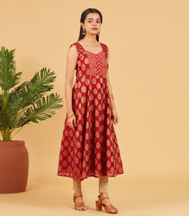 Maroon And Gold Brocade Kurta