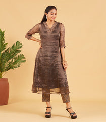 Black And Gold Tissue Kurta