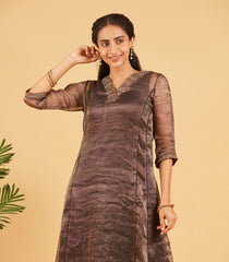 Black And Gold Tissue Kurta