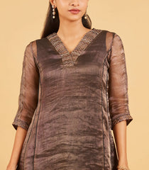 Black And Gold Tissue Kurta