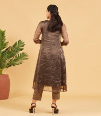 Black And Gold Tissue Kurta