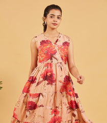 Peach Floral printed dress