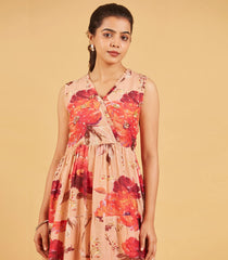 Peach Floral printed dress