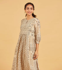 Beige Printed Dress Kurta