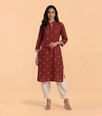 Rust Maroon & White Casual Kurta-RC5710