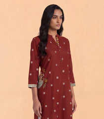 Rust Maroon & White Casual Kurta-RC5710