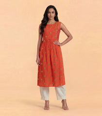 Rust orange casual kurta-RC5741