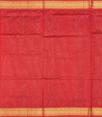 Grey Handloom Silk Cotton Saree With Contrast Red Border-Grey