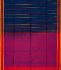 Dark Blue Handloom Silk Cotton Saree With Diamond Motifs-Dark Blue