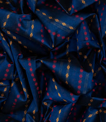 Dark Blue Handloom Silk Cotton Saree With Diamond Motifs-Dark Blue