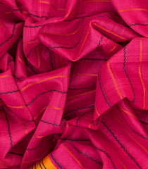 Hot Pink Handloom Silk Cotton Saree With Beldari Stripes-Hot Pink