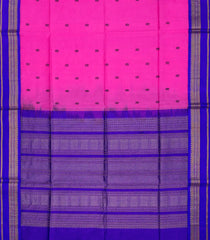 Hot Pink Handloom Silk Cotton Saree With Annam Buttas-Hot Pink