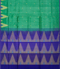 Green Handloom Silk Cotton Saree with thazhampoo reku motifs in border and pallu -Green