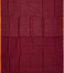 Crimson Handloom Silk Cotton Saree With Orange Selvage-Crimson