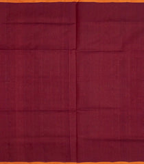 Crimson Handloom Silk Cotton Saree With Orange Selvage-Crimson