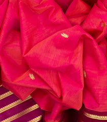 Hot Pink Handloom Silk Cotton Saree With Annam Buttas-Hot Pink