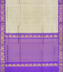 Grey Handloom Korvai Silk Cotton Saree With Purple Border-Grey