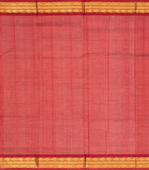 Cream Handloom Korvai Silk Cotton Saree With Red Border-Cream