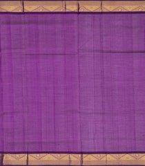 Lemon Yellow Handloom Korvai Silk Cotton Saree With Purple Border-Lime Yellow