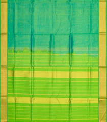 Aquamarine  Handloom Plain Silk Cotton Saree With Contrast Green Pallu-Aquamarine