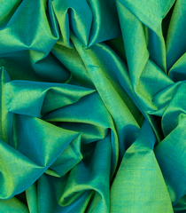 Aquamarine  Handloom Plain Silk Cotton Saree With Contrast Green Pallu-Aquamarine