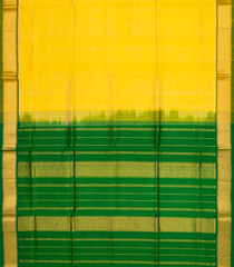 Lemon Yellow Handloom Plain Silk Cotton Saree With Green Pallu-Lime Yellow