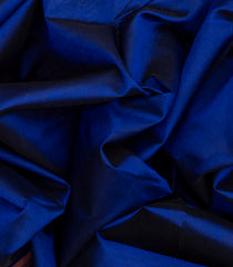 Ink Blue Handloom Plain Silk Cotton Saree With Mustard Pallu-Ink Blue