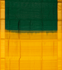 Dark Green Handloom Plain Silk Cotton Saree With Mustard Pallu-Dark Green