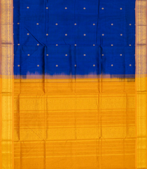 Blue Handloom Silk Cotton Saree With Rudraksham Buttas-Blue