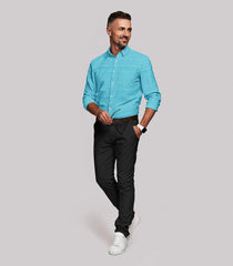 Cyan All-Over Printed Formal Shirt-Cyan