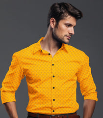 Mustard Geometric Printed Formal Shirt-Mustard