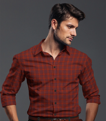 Brick Red Checked Formal Shirt-Red