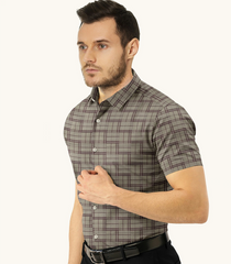 Grey Geometric Printed Formal Shirt-Grey