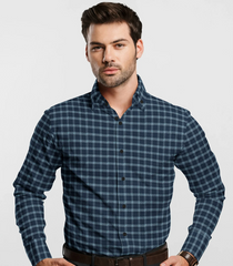 Navy Blue Checked Twill Weave Formal Shirt-Navy Blue