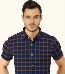 Classic Blue Checked Formal Shirt-Blue