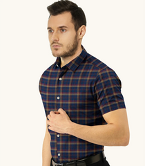 Classic Blue Checked Formal Shirt-Blue