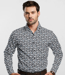 Black Geometric Printed Formal Shirt-Black