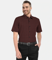 Deep Maroon Checked Formal Shirt-Maroon