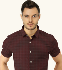 Deep Maroon Checked Formal Shirt-Maroon