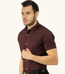 Deep Maroon Checked Formal Shirt-Maroon