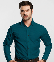 Dark Teal Solid Formal Shirt-Teal