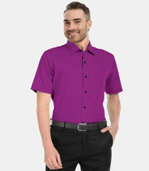 Magenta Solid Textured Formal Shirt-Magenta