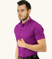 Magenta Solid Textured Formal Shirt-Magenta