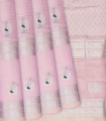 Baby Pink Handloom Chirala Soft Silk Saree With Annam Motifs-Baby Pink