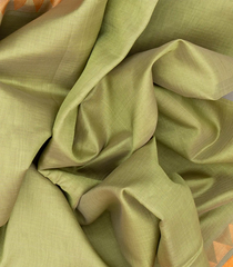 Cardamom Green Handloom Chirala Soft Silk Saree With Mustard Border-Cardamom Green