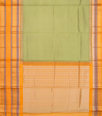 Cardamom Green Handloom Chirala Soft Silk Saree With Mustard Border-Cardamom Green