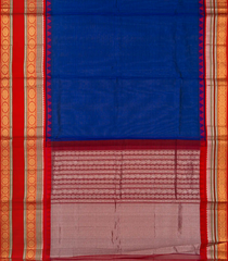 Blue Handloom Chirala Soft Silk Saree With Red Border-Blue