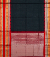 Black Handloom Chirala Soft Silk Saree With Red Border-Black